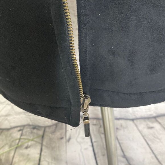 Wilson's Leather Faux Suede Real Fox Fur Removable Collar Zip-Up Jacket Coat Bla - Picture 6 of 15